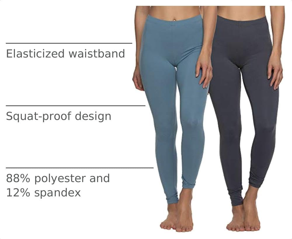 | Velvety Soft Lightweight Leggings | Moisture Wicking | Yoga | 2 Pack