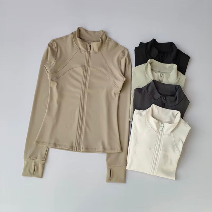 Yoga Suit Women'S High-End Standing Collar Long Sleeved Sports Jacket Running Training Fitness Top Windproof Running Suit