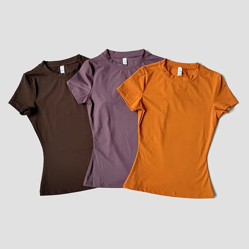 Women’s Seamless Short Sleeve Yoga Top – Fitness & Running Activewear